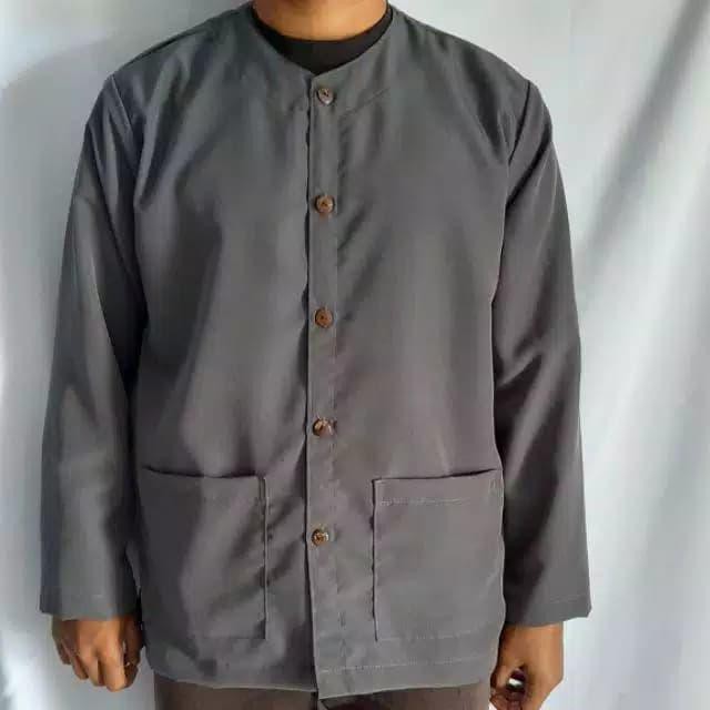 BAJU KOKO PANGSI POLOS - HITAM