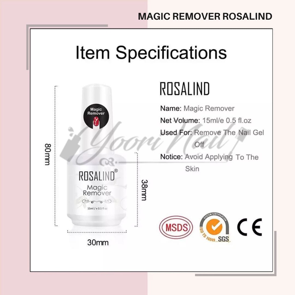 Magic remover rosalind 15ml nail gel magic remove gel remover