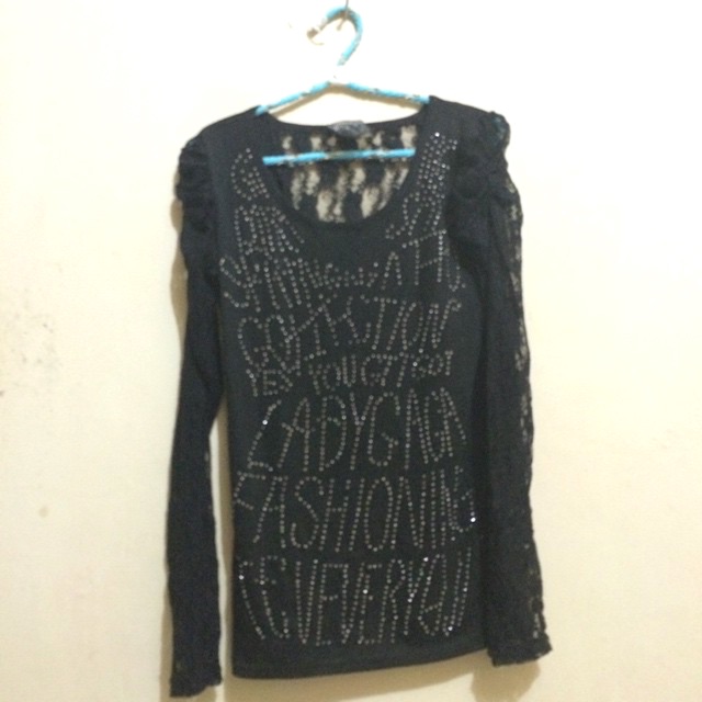 atasan kaos import with brokat