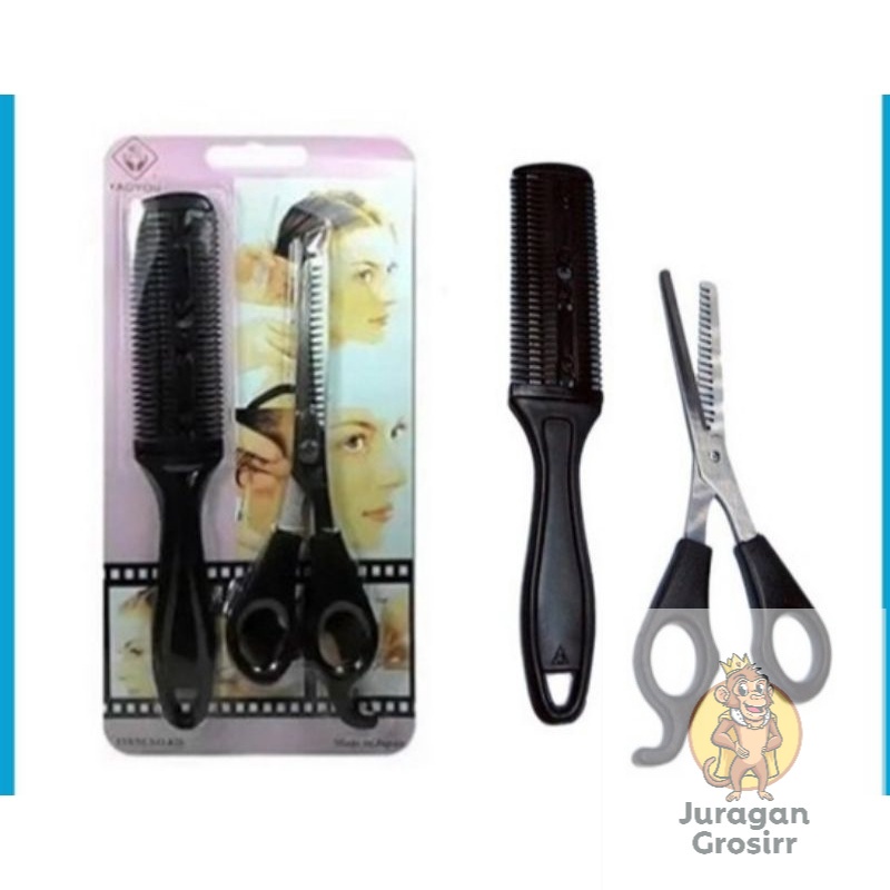 JG - GUNTING RAMBUT - Alat Potong Rambut - 1 Set Sisir &amp; Gunting Sasak Cukur Poni Salon Model