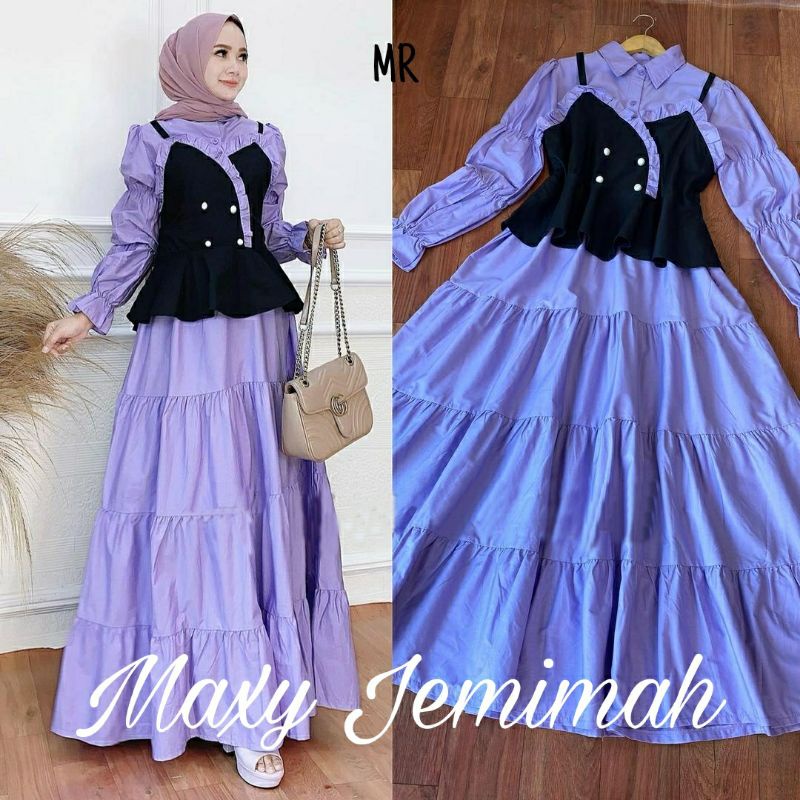 PCS MAXY JEMIMAH 2IN1 BAHAN MOSCREPE 4 UKURAN L XL XXL 3XL MR ADA VIDEO REVIEW PRODUK