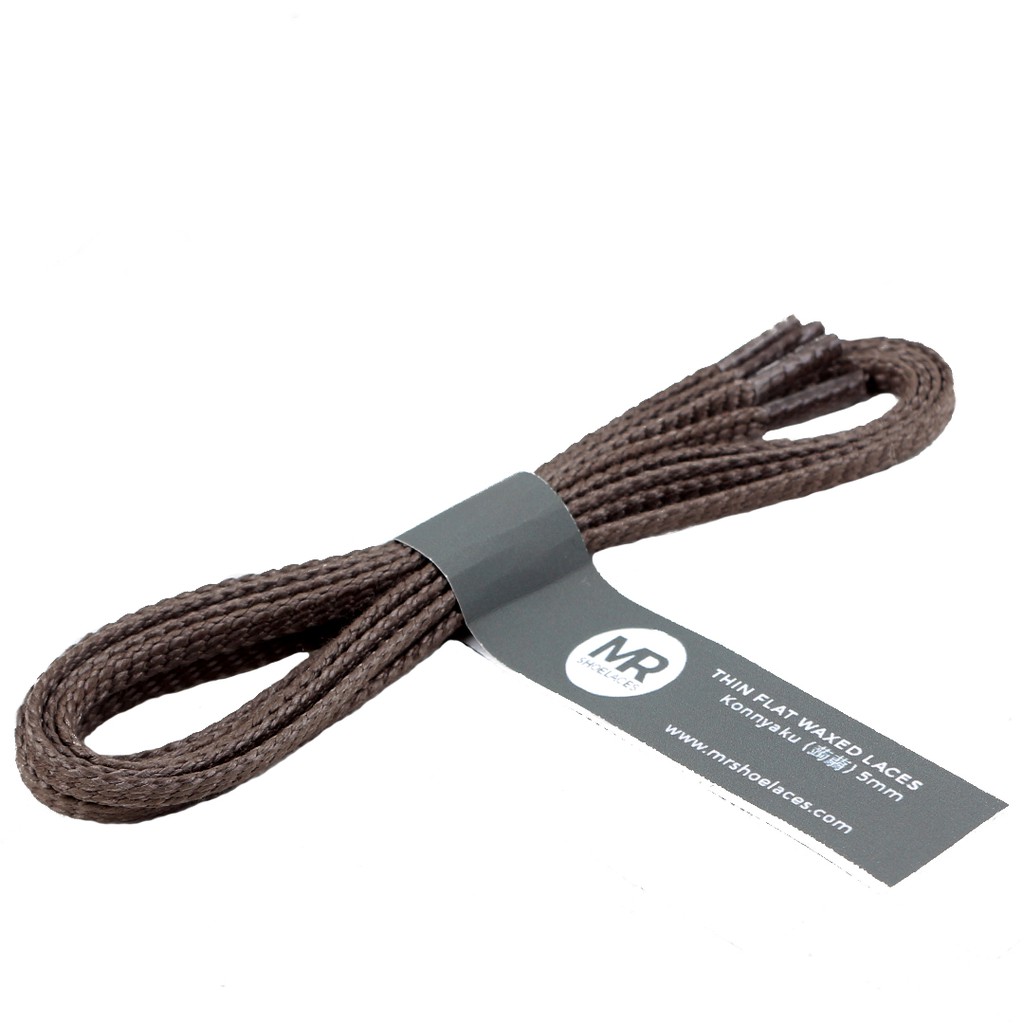 MR Shoelaces TH09 Konnyaku (Abu Tua) Tali Sepatu Lilin Gepeng Thin 3-4mm (Waxed Laces) 50cm 80cm 120cm 150cm Gray