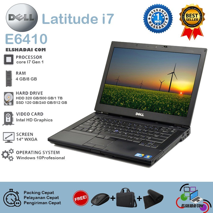 HARGA LAPTOP BEKAS || DELL e6410 ... core i7 4gb/320gb/CAM,,,, mulus BGTT