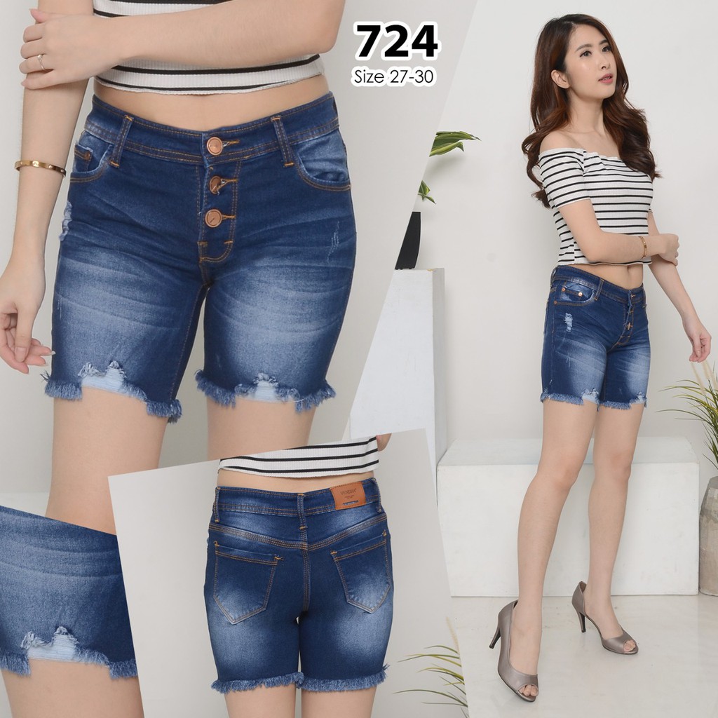 ( Bisa COD ) MC girl Hot Pant Jeans Kancing 3 Rawis Wanita / Hotpants Jeans / Celana Pendek Jeans