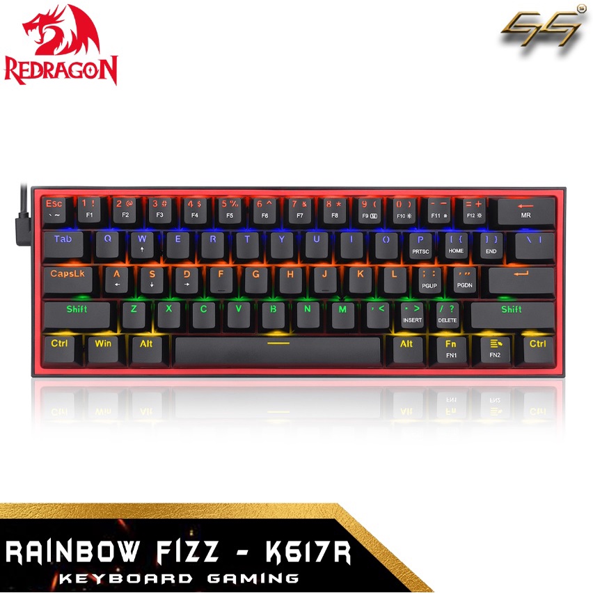 Keyboard Gaming Mechanical 60% Redragon Rainbow FIZZ K617R K617-R 60% Mechanical Gaming Keyboard