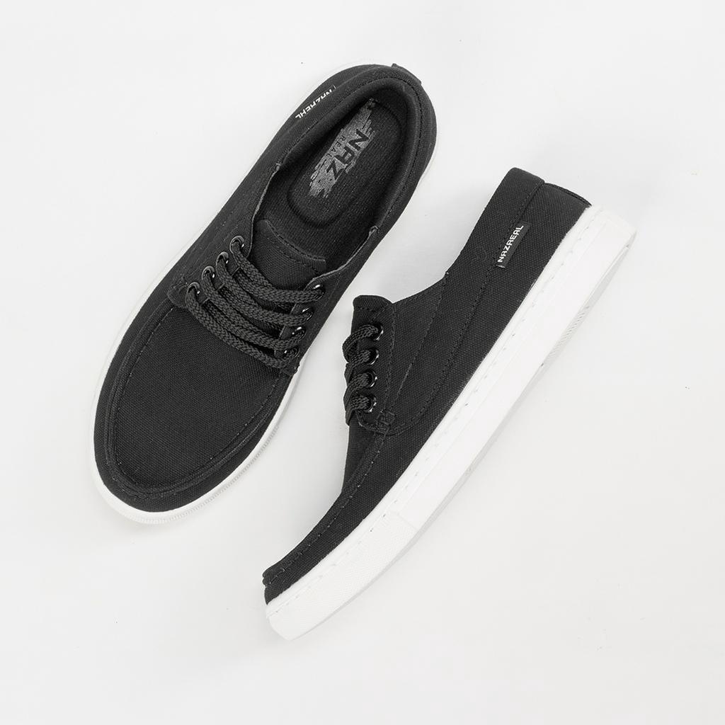 Sepatu Sneakers Pria Casual Naz Draco Black White Hangout Sekolah Kerja Kuliah Travelling Shoes Trendi Original