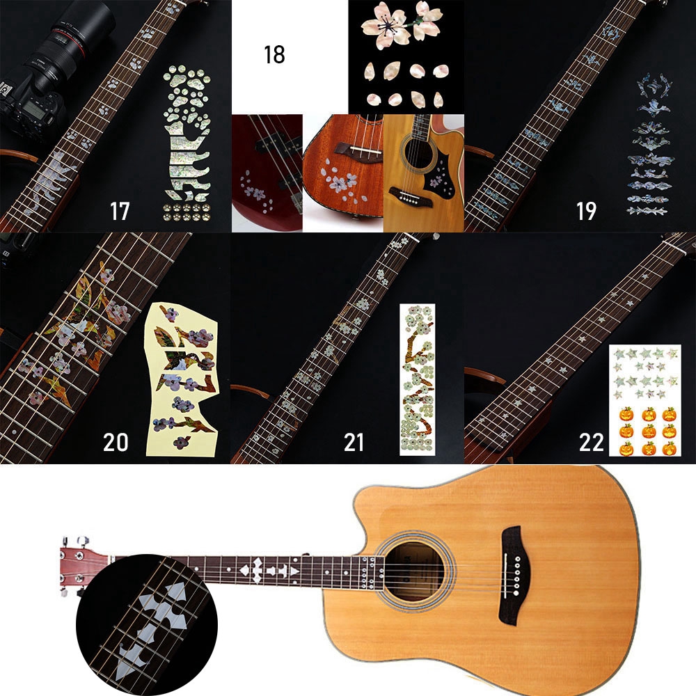 Stiker Fretboard Gitar Elektrik Kualitas Tinggi 22 Gaya