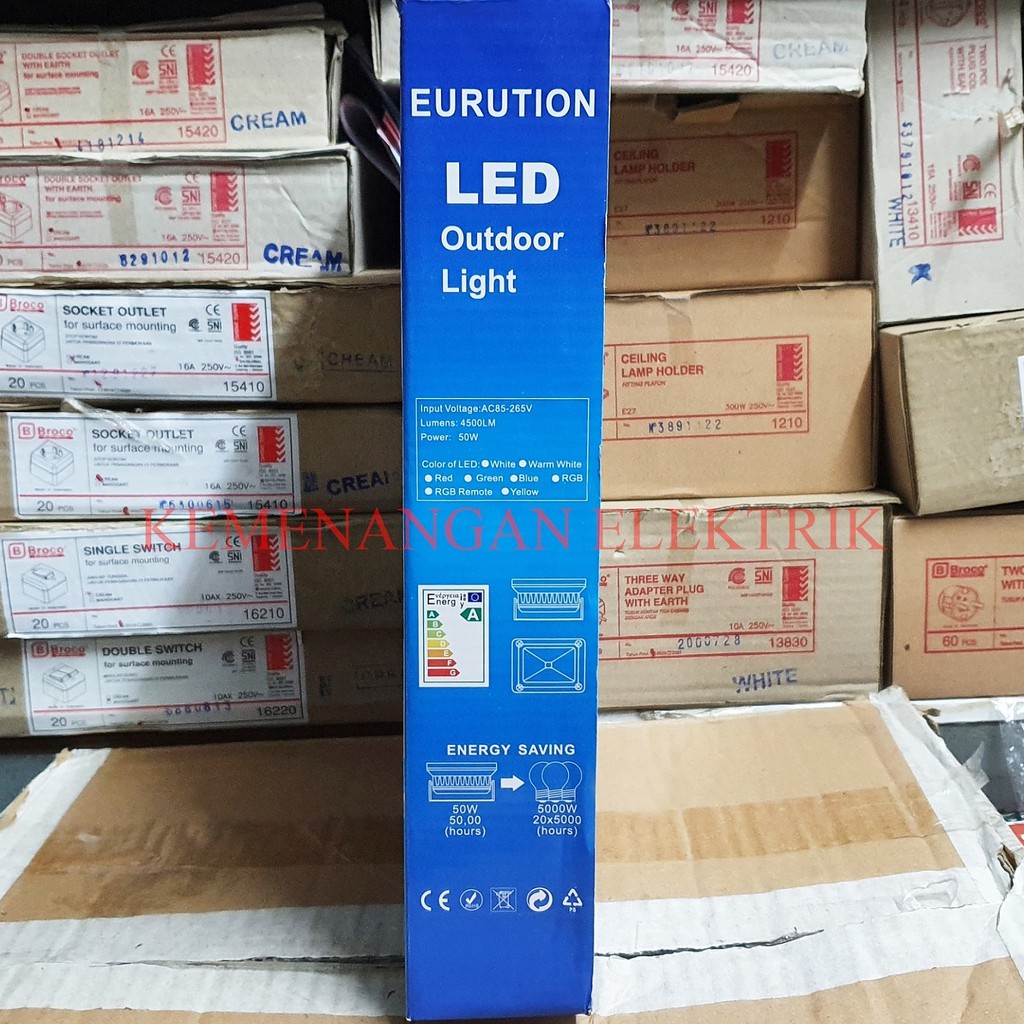 LAMPU LED SOROT SMD 50 WATT 50 W EURUTION FLOOD LIGHT LED 50W 50WATT 220V OUTDOOR