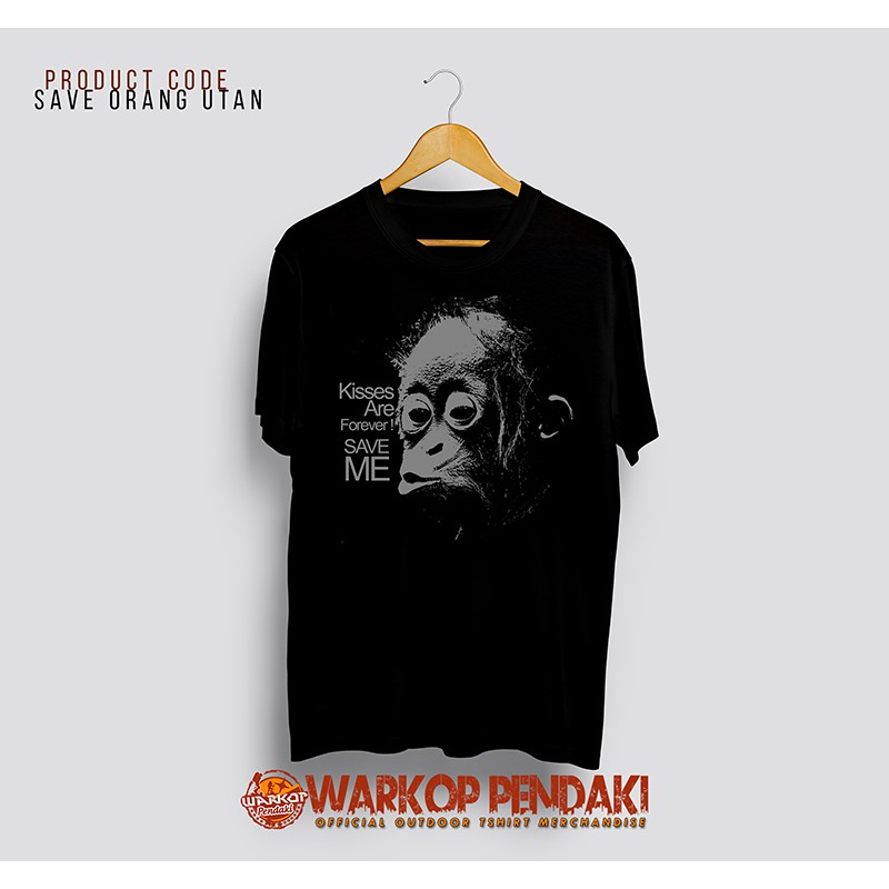 Kaos Gunung Warkop Pendaki (Kode : Save Orang Utan Hitam)