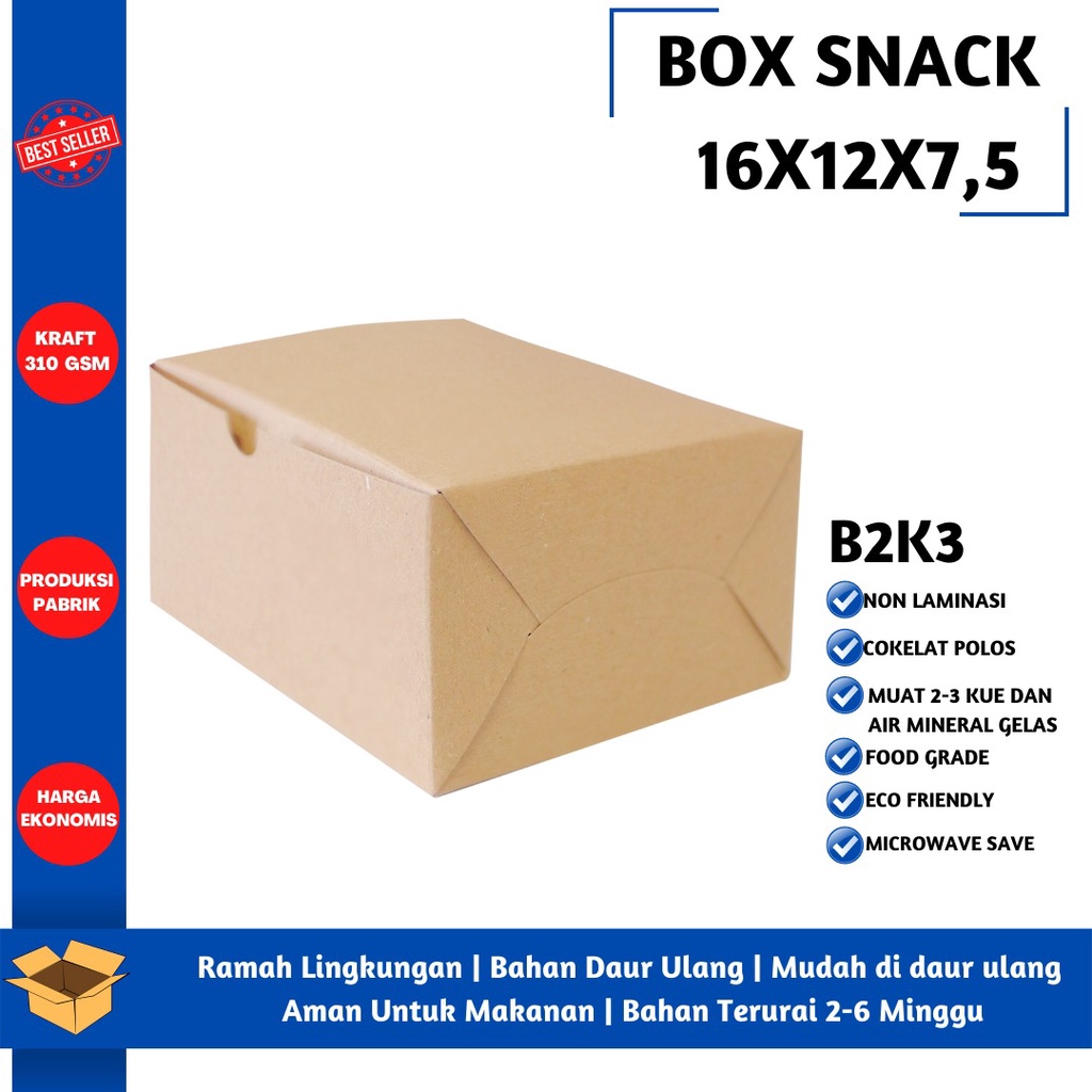 Snack Box 16x12 Bahan 310 Gsm (B2K3-Non Laminasi)