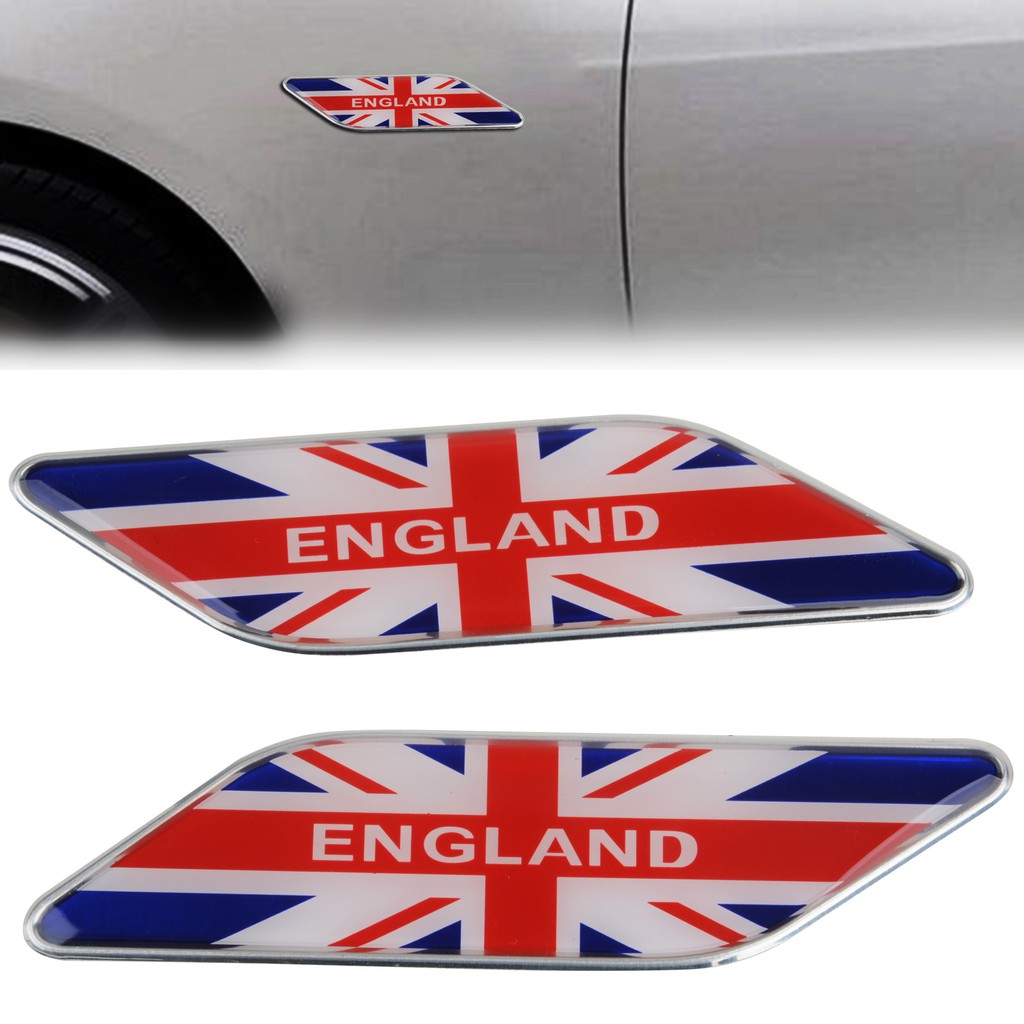 2pcs Stiker Emblem Badge Motif Bendera Inggris Bahan Metal Untuk