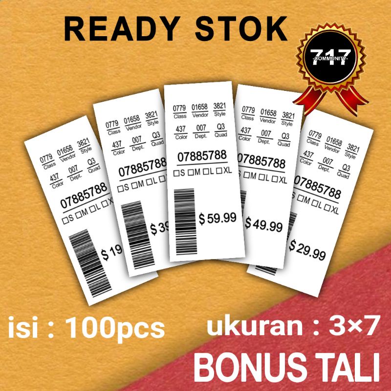 

hangtag label baju dollar bonus tali 3×7 hangstag murah label murah