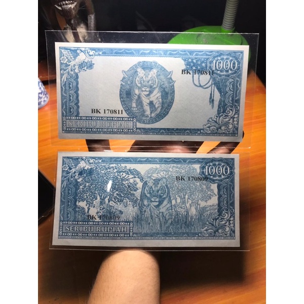 Uang Kuno Soekarno 1000 Rupiah 1964 Belakang Harimau Biru