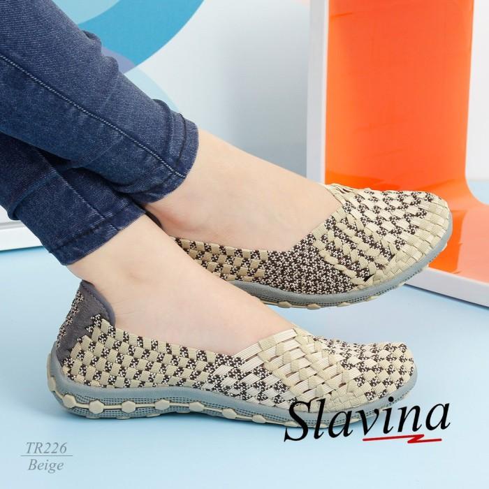 Sepatu Rajut Wanita Slavina Terbaru Import Kekinian Santai Murah Tr226