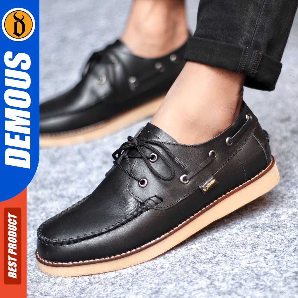 Sepatu Formal Pria Sepatu Casual Pria Kulit Asli  Tali Sepatu Pantofel Kerja Kantor Kuliah Kondangan Sepatu Hitam Pria DEMOUS DAVIS