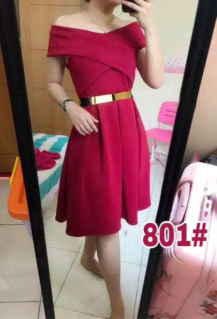 801 POLOS# Dress fashion sabrina pesta TANPA BELT