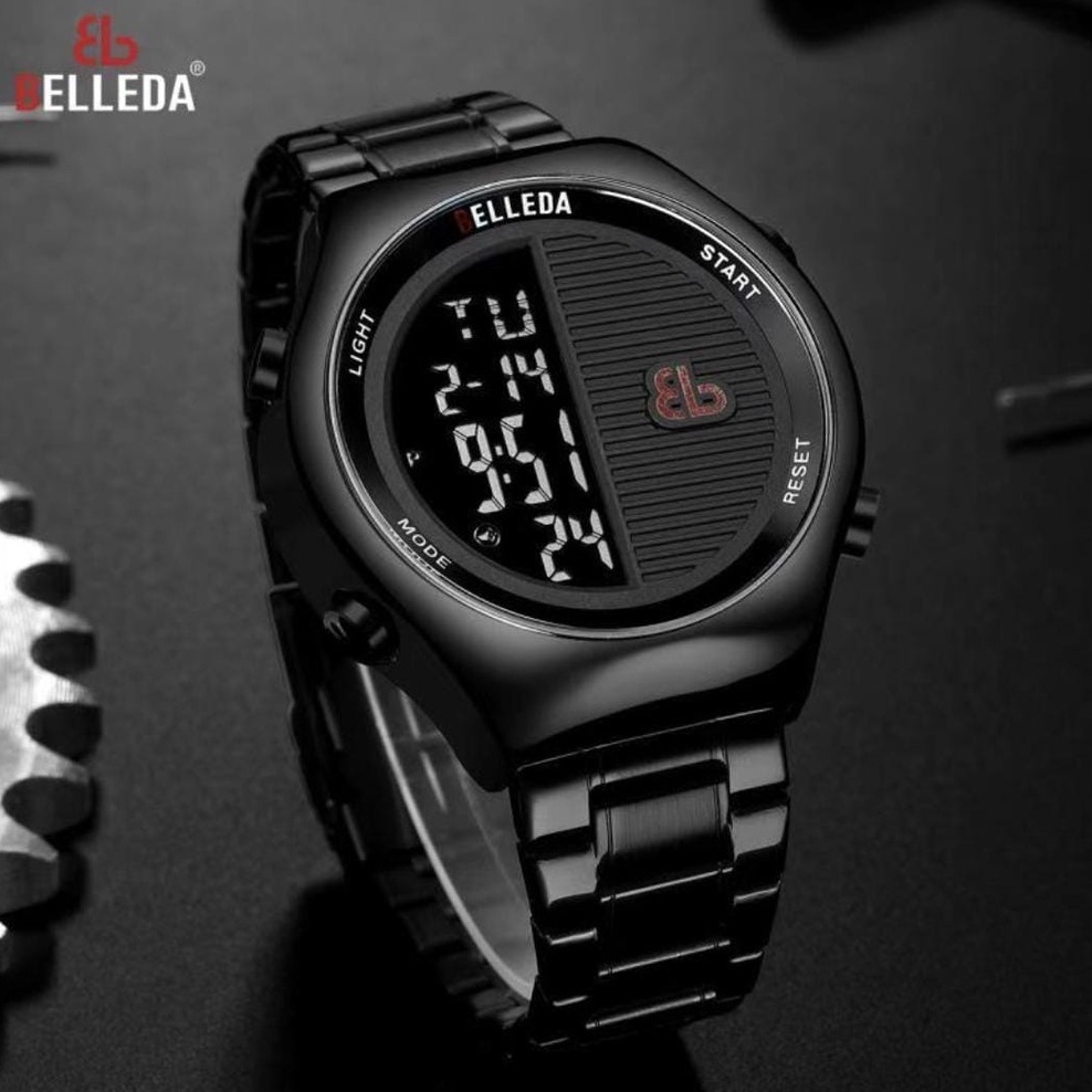 Belleda 9275 - Jam Tangan Rantai Pria Murah - Stainless Steel - Digital Mode - Anti Air - Original