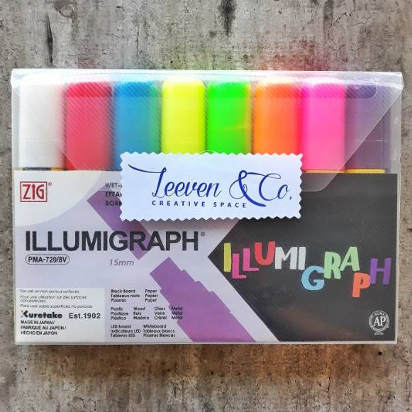 

ZIG KURETAKE ILLUMIGRAPH BIG & BOARD SET 8 COLOUR / 15mm