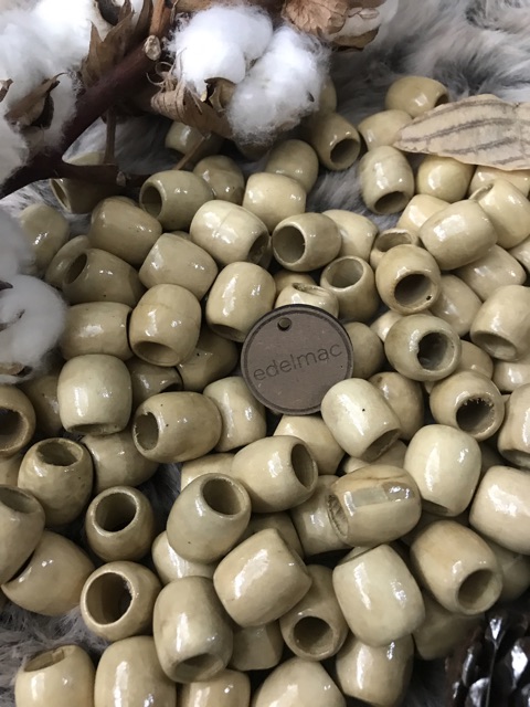 Wooden Beads | Mote / Manik Kayu Lonjong Cet Natural