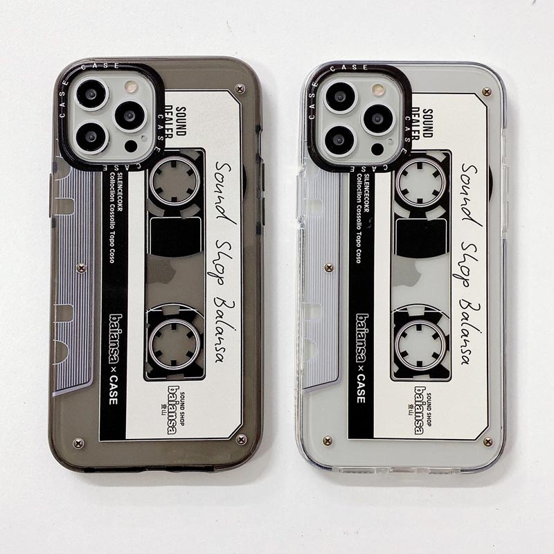 Casing Soft Case TPU Magnetik Motif Kaset tape Untuk iPhone 13 12 11 Pro Max 7 8 Plus X XR XMAX