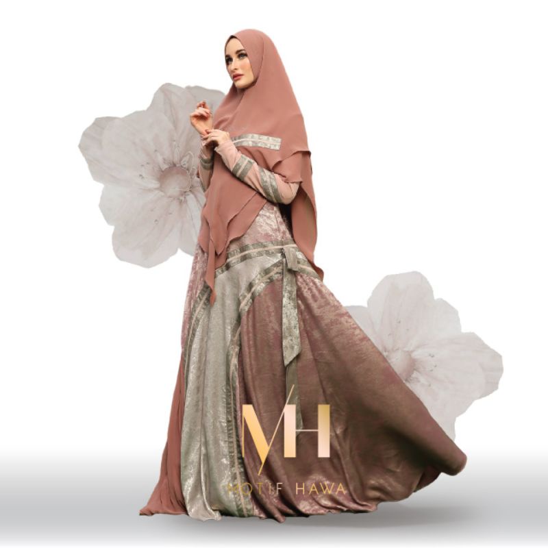 MH - Haira Series by Motif Hawa Official / Gamis Branded Mewah / set Syari Premium khimar 2 layer / 