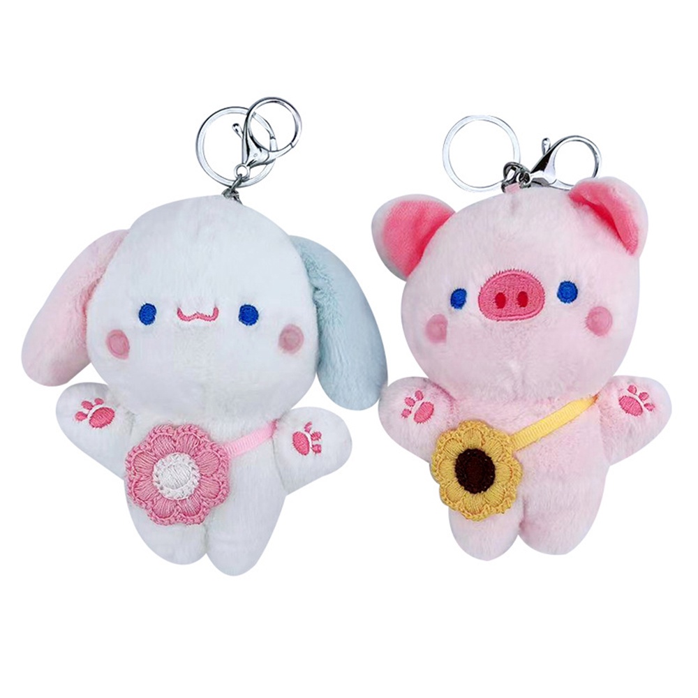 1pc Gantungan Kunci Boneka Babi Pink Lucu Bahan Plush