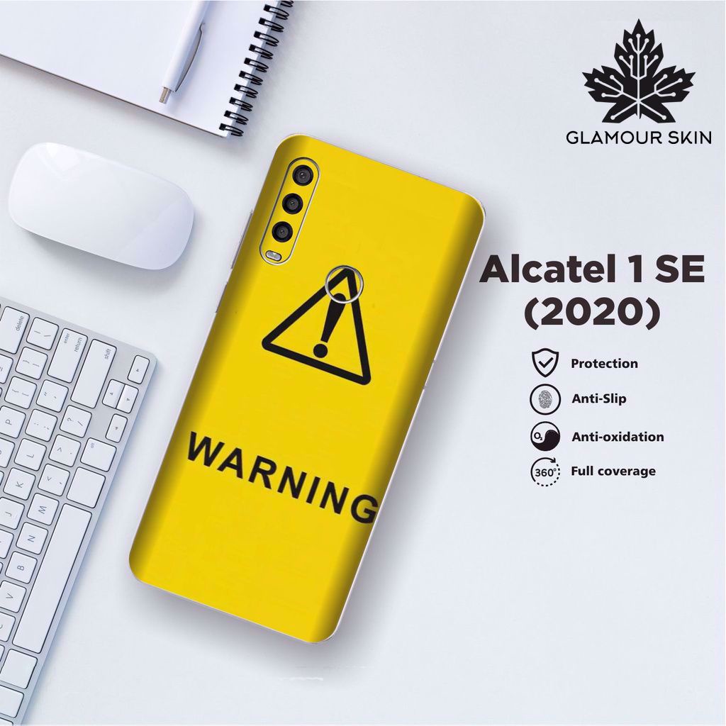 *(Dapat2PCS)* ALCATEL 1SE (2020) Garskin Case/Stiker Protector Motif WARNING