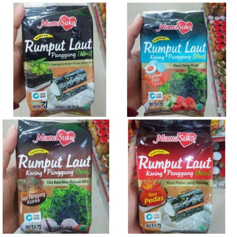 

(PER 1 PCS) MAMA SUKA Rumput laut kering panggang - snack nori - seaweed 4,5 gr