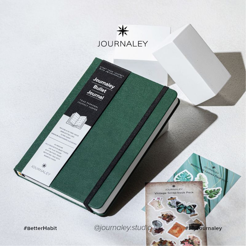 

Journaley Bullet Journal Notebook Planner Journaling Book A5 150 gsm Dotted Agenda Diary Aksesoris | Dark Viridian