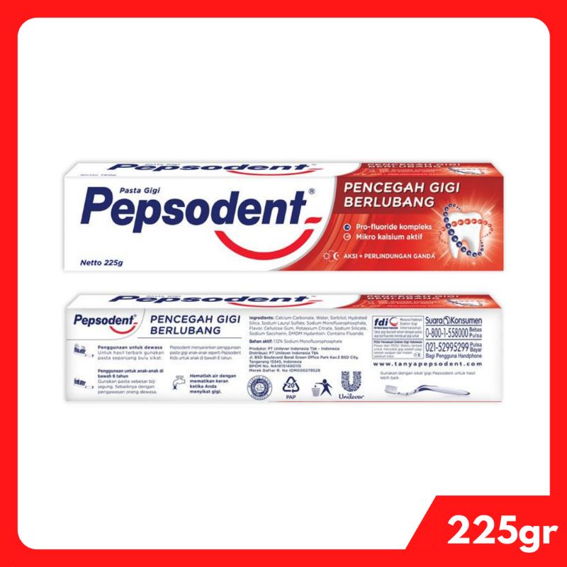 Pepsodent 225gr Whitening | Pasta Gigi Pencegah Gigi Berlubang