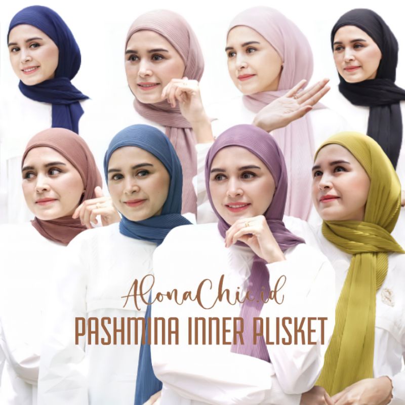 Pashmina Inner 2in1 Plisket Lidi Ceruty Baby Doll Full Tanpa Garis Tengah Pleats Plisir Premium