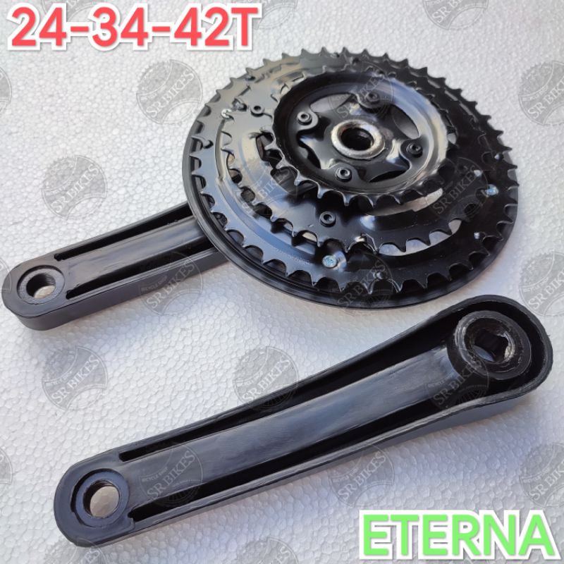 Crank Gir Tengah Chain Wheel 3 Speed 24 34 42T / 28 38 48T Sepeda MTB. ETERNA