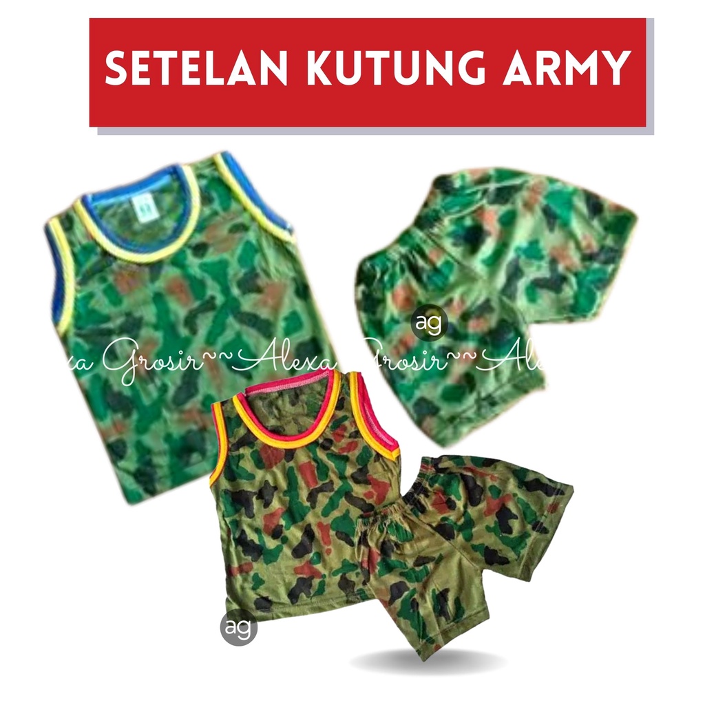 Setelan baju kutung army/setelan baju tentara anak/setelan baju abri anak kutung merk dhany