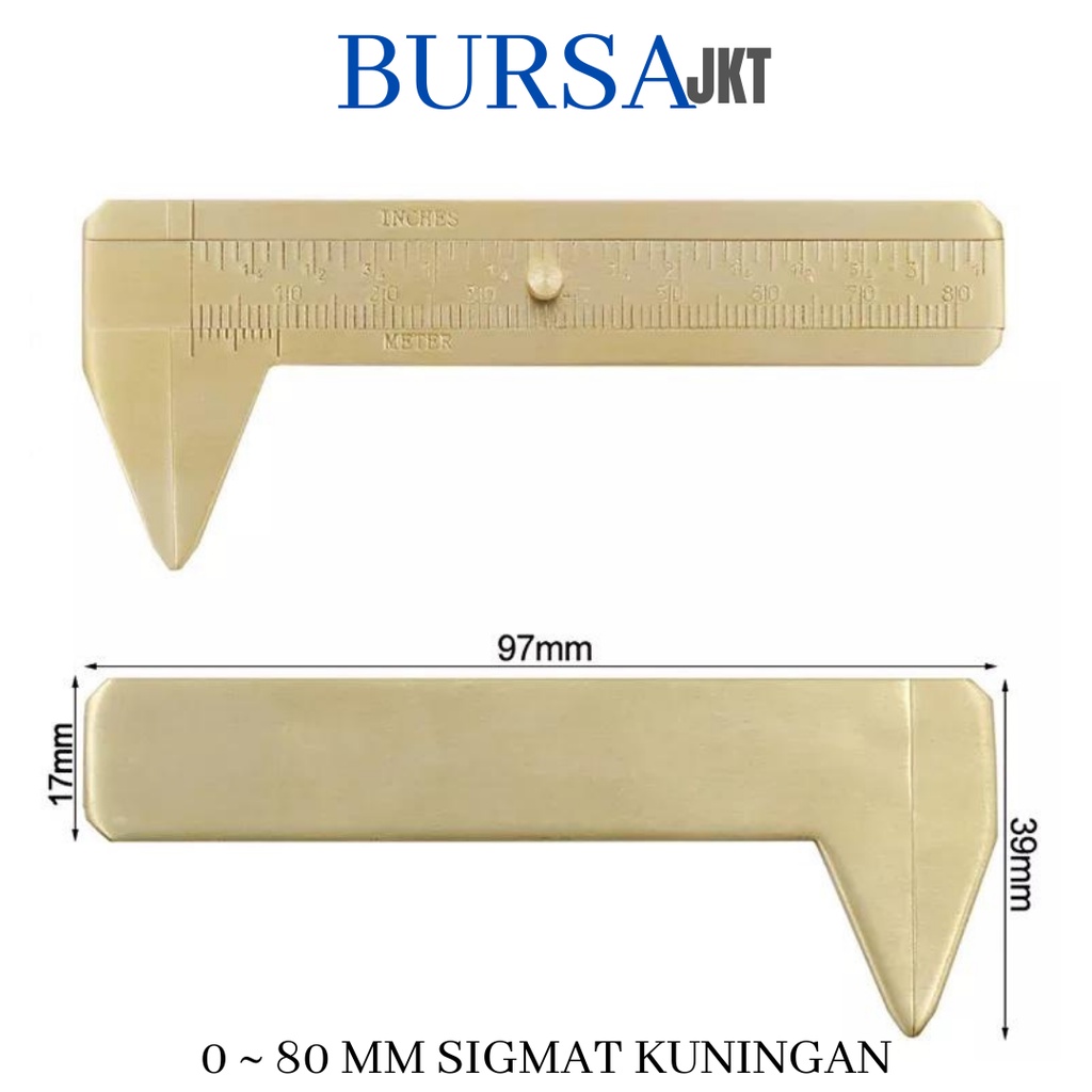 SIGMAT KUNINGAN Penggaris MINI PORTABLE JANGKA SORONG 0 - 80MM