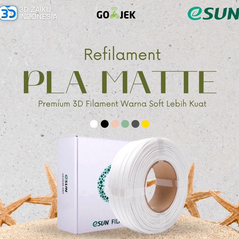 eSUN Refilament PLA Matte Premium 3D Filament Warna Soft Lebih Kuat