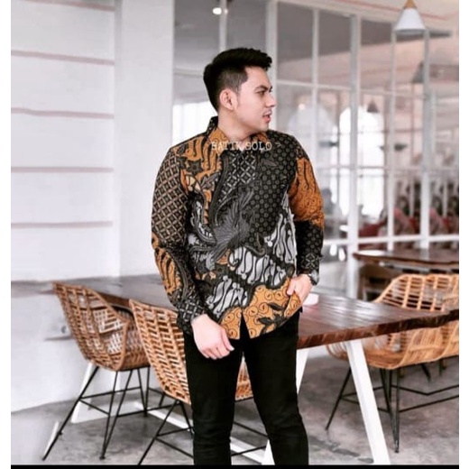 BATIK PRABU MESEM PREMIUM BATIK KUNING MUSTARD BAJU kemeja batik pria lengan panjang PREMIUM BSO