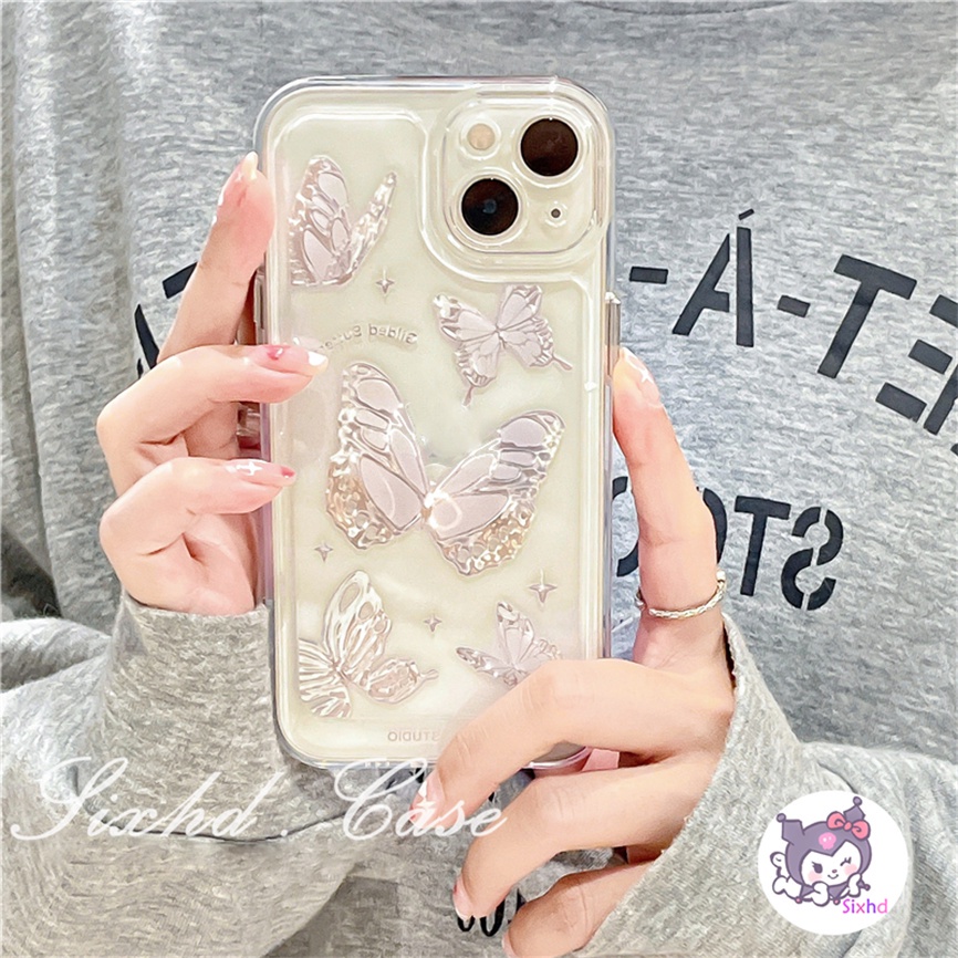 Redmi Note 12 11 11s 10 9 8 7Pro 12C 11A 10C 10A 10 9T 9C 9A 9 A2 A1 Xiaomi 11 Lite 11T 10T Poco M3 F3 X3 Pro Transparent Ins Butterfly Lens Protection Clear Soft Phone Case Cover