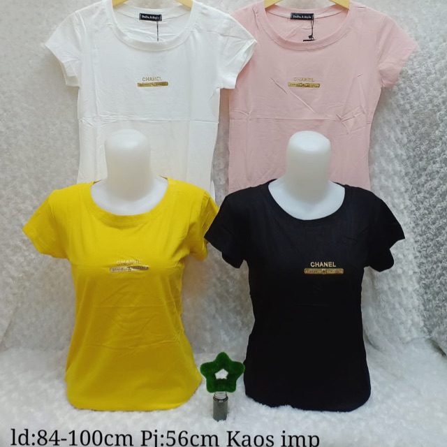 Kaos wanita / kaos wanita import / atasan chanel gold / size allsize