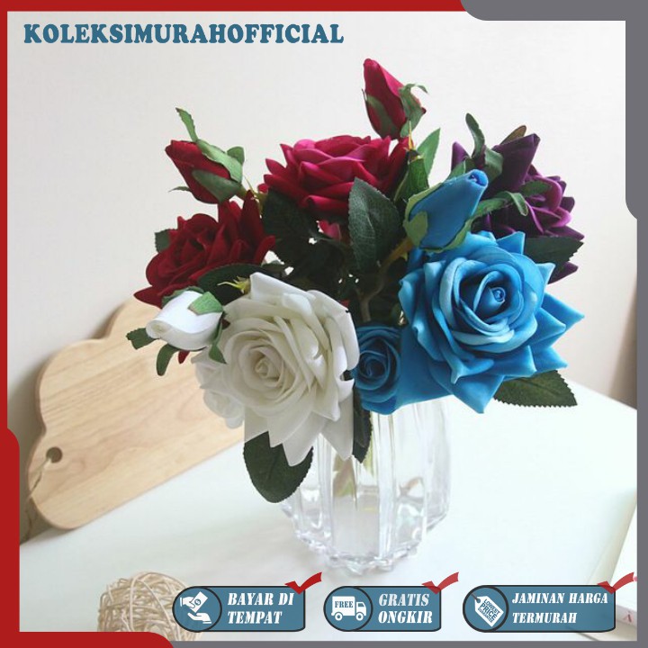 COD BUNGA MAWAR  BUNGA TANGKAI PLASTIK BUNGA ARTIFISIAL BUNGA PAJANGAN IMITASI  BUNGA HIASAN BT9034