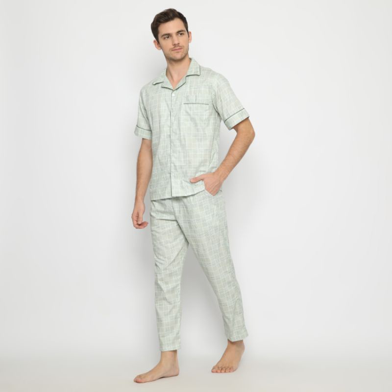 HANA SLEEPWEAR PIYAMA / BAJU TIDUR PRIA / WANITA ( COUPLE )  100 % COTTON-Green Jack