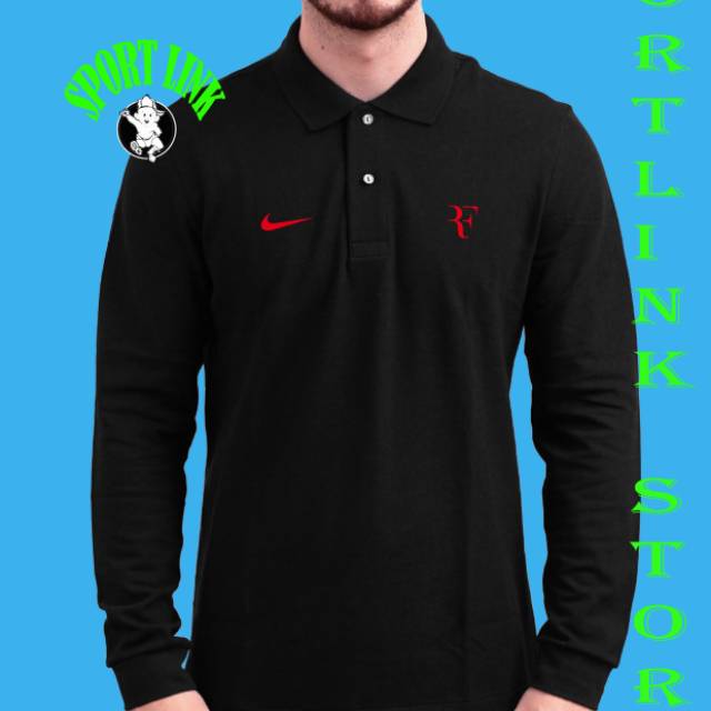 Kaos polo shirt kaos kerah lengan panjang Nike RF baju distro pria dan wanita