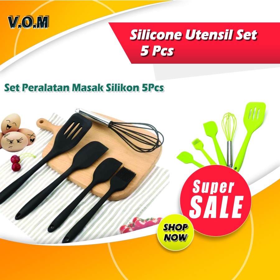 VOM - 5Pcs Silicone Utensil Set - Set Peralatan Masak Silikon 5 Pcs 0675