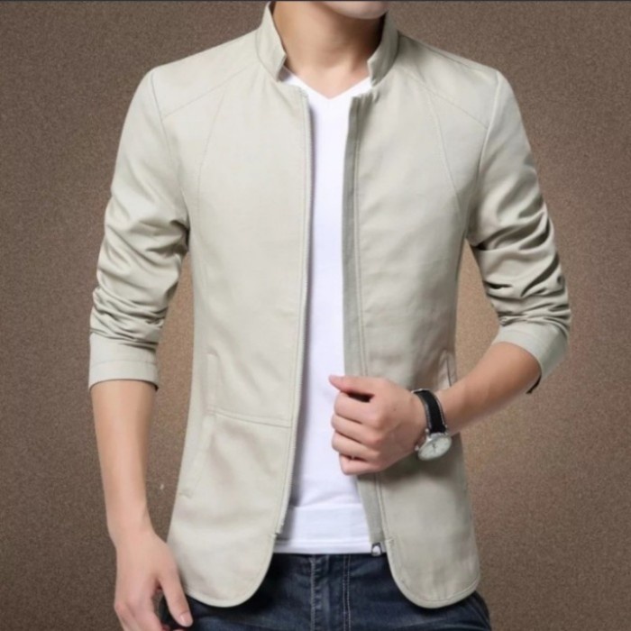 COD Jaket jas Blazer Pria terlaris /jaket formal pria bahan katun premium - CREAM, S
