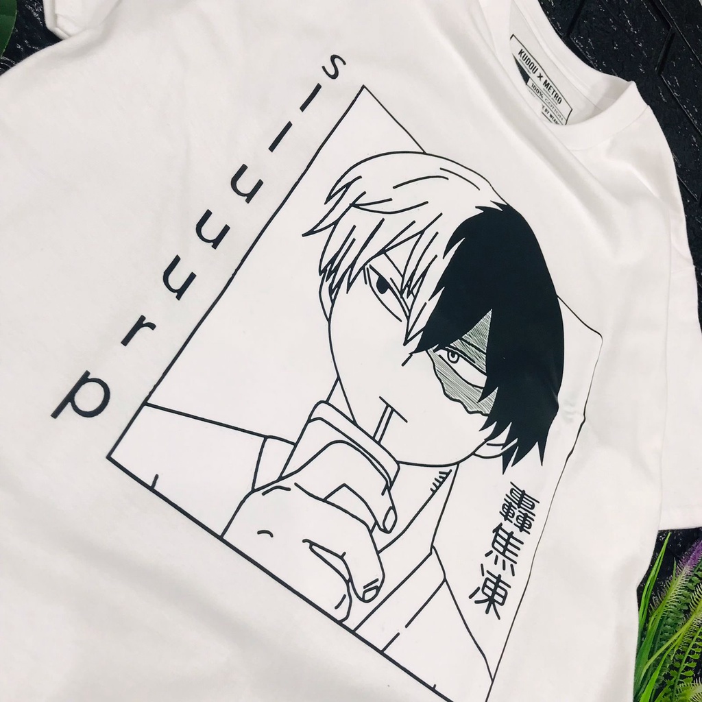 Tshirt Boku no Hero Shoto todoroki Black White