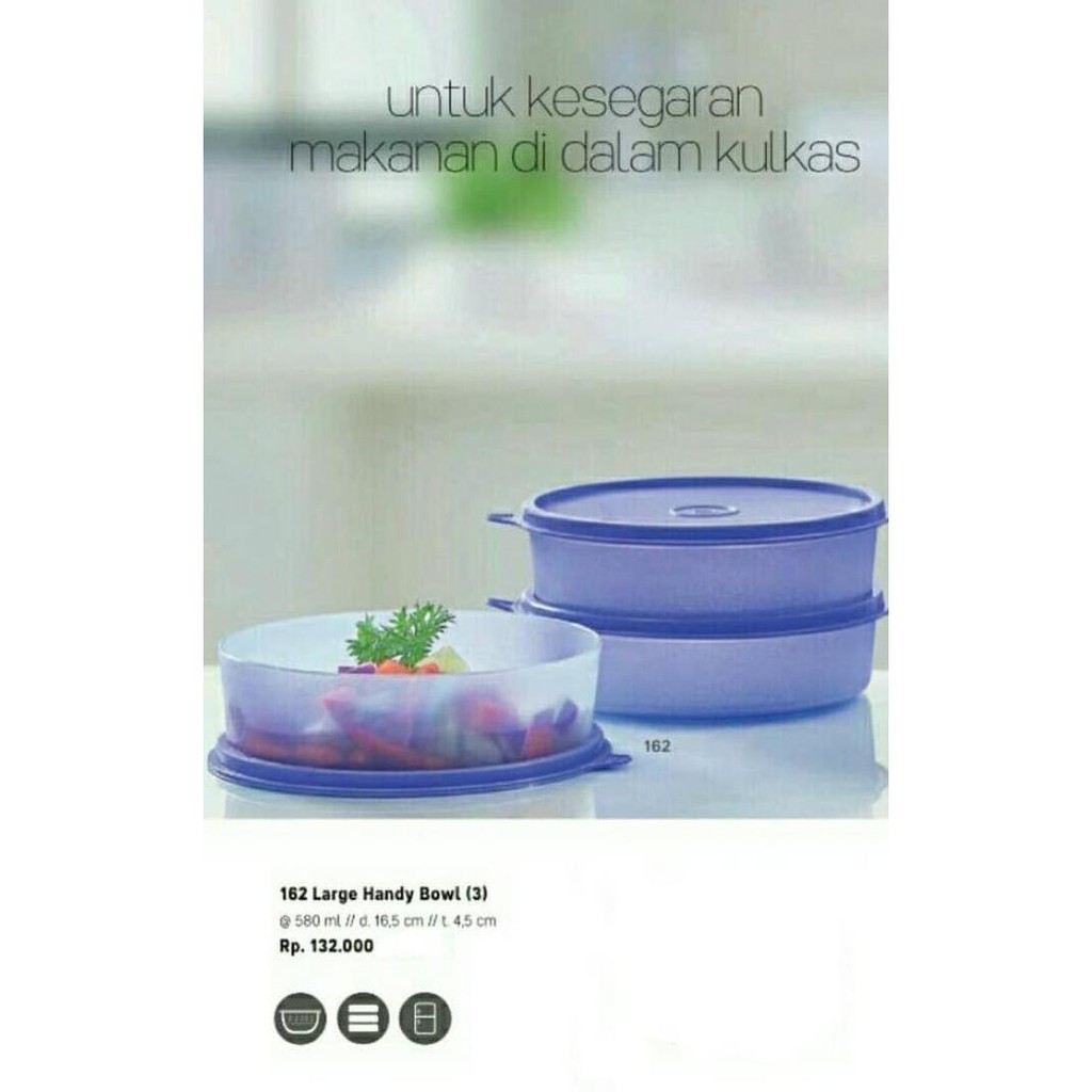 Tupperware Tuperware Tuper ware Tuperware Tuper ware LARGE HANDY BOWL UNGU 1 SET ISI 3