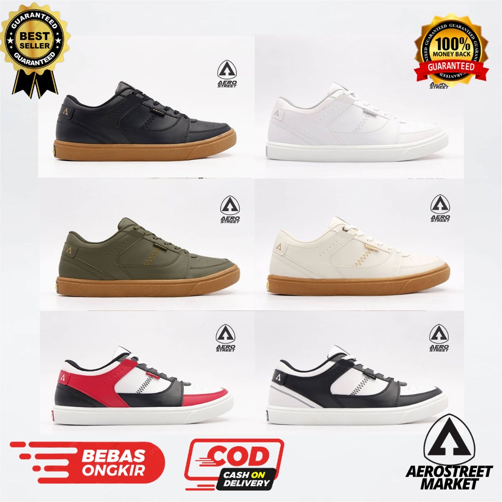 Aerostreet Hoops Low White Gum / Army Gum / Putih Polos / Hitam Putih / Merah Hitam / Black Gum / Hi