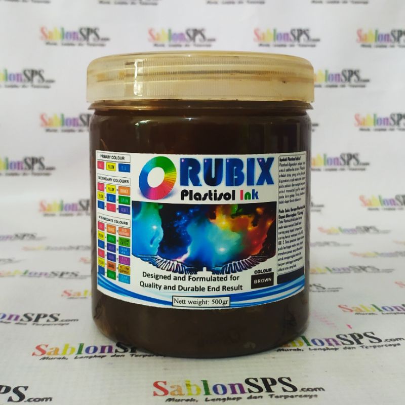 TINTA SABLON PLASTISOL RUBIX BROWN COKLAT 500GR