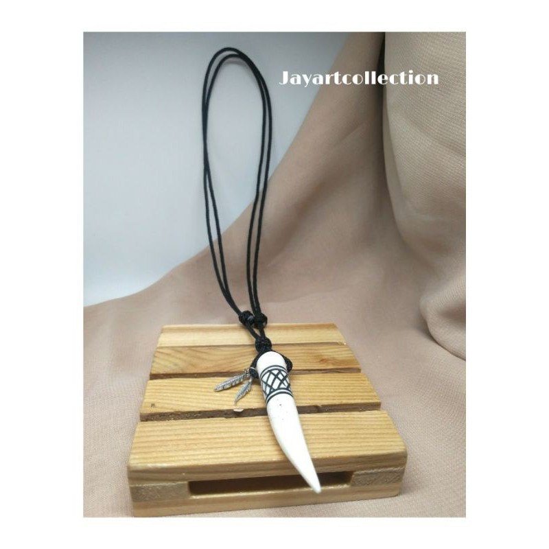 Kalung Taring Tulang Sapi Asli