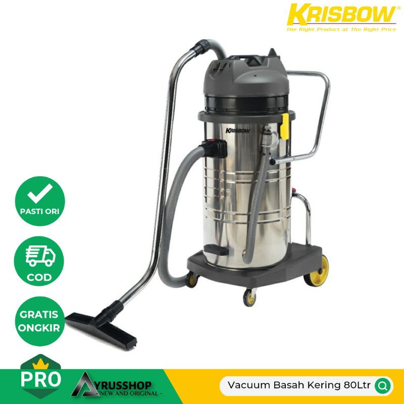 Wet & Dry Vacuum Cleaner 80Ltr Heavy Duty Stainless Steel Krisbow/Penyedot/Penghisap Debu/Kering/Bas