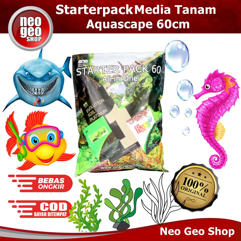 Paket Media Tanam Starter Pack Starterpack T60 Lengkap One Riset Tank 60cm 60 cm aquascape aquarium